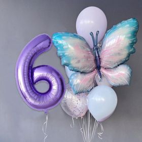 Gradient Butterfly Suit Balloon Party Decoration Layout (Option: Number 6 Suit)