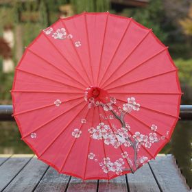 Hanfu Ancient Style Silk Cloth Oiled Paper Umbrella Rainproof And Sun Protection (Option: 3style-82cm Diameter+Chinese Knot)