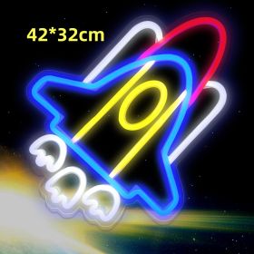 Led Neon Light Indoor And Outdoor Wall Decoration Luminous Advertising Spaceman Planet Pattern (Option: Style K-Adjustable Brightness-USB)
