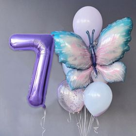 Gradient Butterfly Suit Balloon Party Decoration Layout (Option: Number 7 Suit)