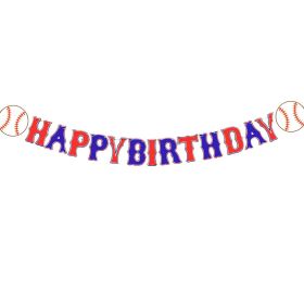 Baseball Theme Party Birthday Pulling Banner (Option: Happybirthday Flag)