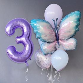Gradient Butterfly Suit Balloon Party Decoration Layout (Option: Number 3 Suit)