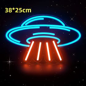 Led Neon Light Indoor And Outdoor Wall Decoration Luminous Advertising Spaceman Planet Pattern (Option: Style J-Adjustable Brightness-USB)