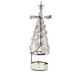 Creative Romantic Candlestick Rotating Metal Revolving Scenic Lantern Nordic Style Atmosphere Aromatherapy Candlelight Dinner (Option: Silver Love)