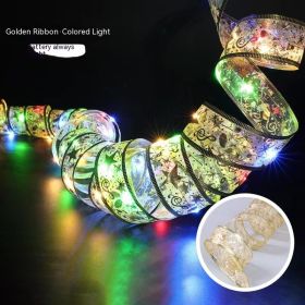 LED Copper Wire Satin Christmas Ribbon Christmas Tree Decorative Lamp (Option: Style2-1 M 10 Lights)