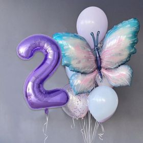 Gradient Butterfly Suit Balloon Party Decoration Layout (Option: Number 2 Suit)