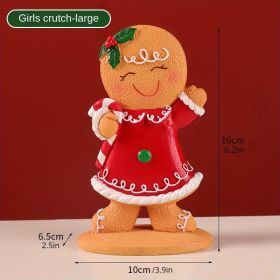 The New Explosive Christmas Gingerbread Man Decoration Creative Cartoon Gingerbread Man Christmas Atmosphere Decoration (Option: Cane for girls)