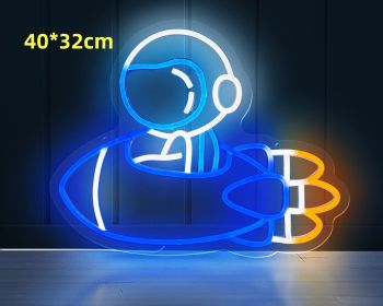 Led Neon Light Indoor And Outdoor Wall Decoration Luminous Advertising Spaceman Planet Pattern (Option: Style D-Adjustable Brightness-USB)
