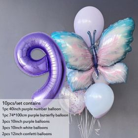 Gradient Butterfly Suit Balloon Party Decoration Layout (Option: Number 9 Suit)