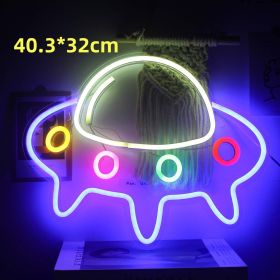 Led Neon Light Indoor And Outdoor Wall Decoration Luminous Advertising Spaceman Planet Pattern (Option: Style F-Unadjustable Brightness-USB)