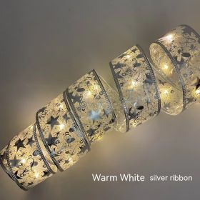 LED Copper Wire Satin Christmas Ribbon Christmas Tree Decorative Lamp (Option: Style4-10 M 100 Lights)