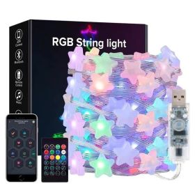 Ball Rubber-covered Wire Holiday Decoration Point Control Atmosphere Colored Lights (Option: Star Style-20M 132LED)
