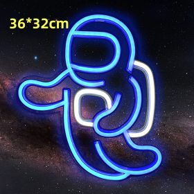 Led Neon Light Indoor And Outdoor Wall Decoration Luminous Advertising Spaceman Planet Pattern (Option: Style C-Unadjustable Brightness-USB)